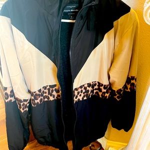 Black and leopard print hoody sweater small very nice and in very good condition